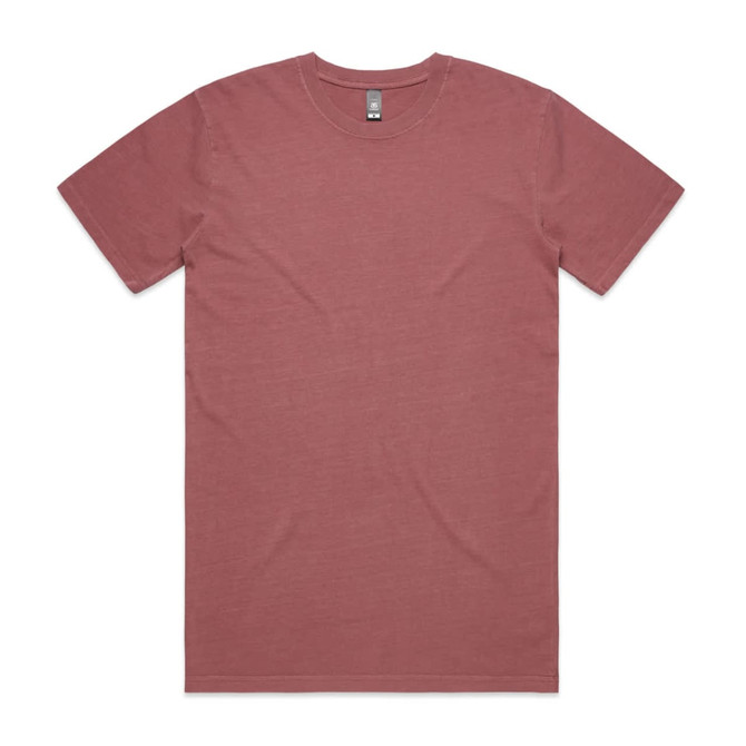 A faded tee in a muted rose colour with short sleeves and a round neckline. It has a small logo at the neck area.