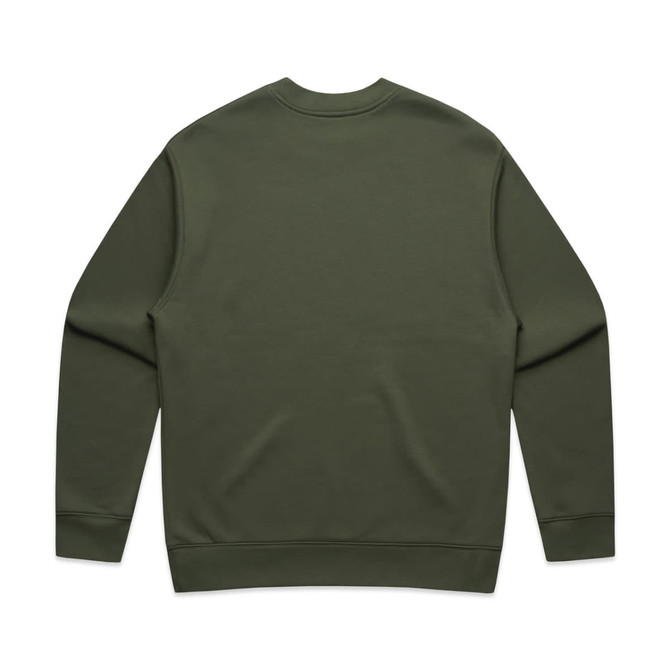 A green sweater with a simple design and a ribbed cuffs and hem, featuring no visible branding.