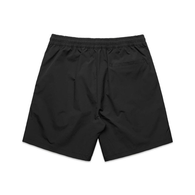 Active training shorts in black with an elastic waistband and a single back pocket. Features a logo branding.