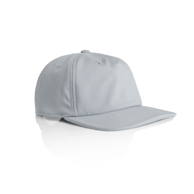 A light grey cap with a rounded crown and a curved peak, featuring a logo on the front.
