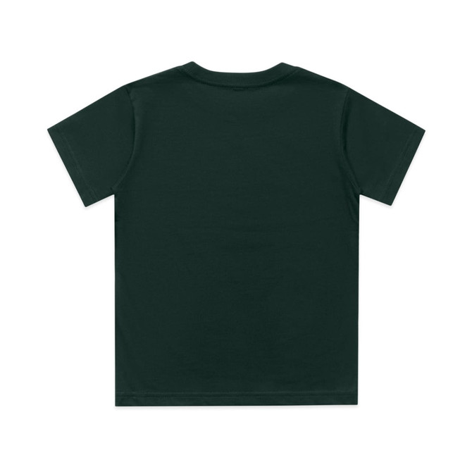 A green kids' classic tee featuring a plain back design. It has a simple and casual style, suitable for everyday wear.