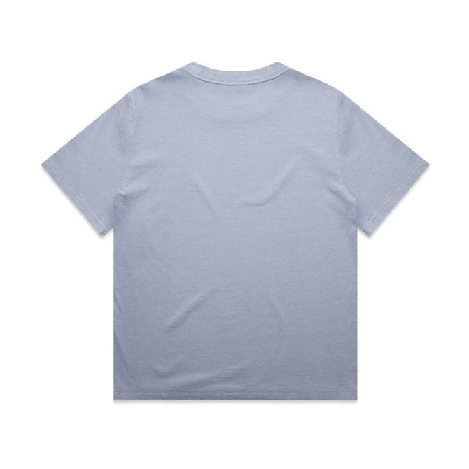 A light blue, heavy faded T-shirt with a loose fit and no visible branding.