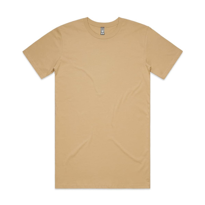 A plain, short-sleeved T-shirt in a beige colour with a logo on the label.