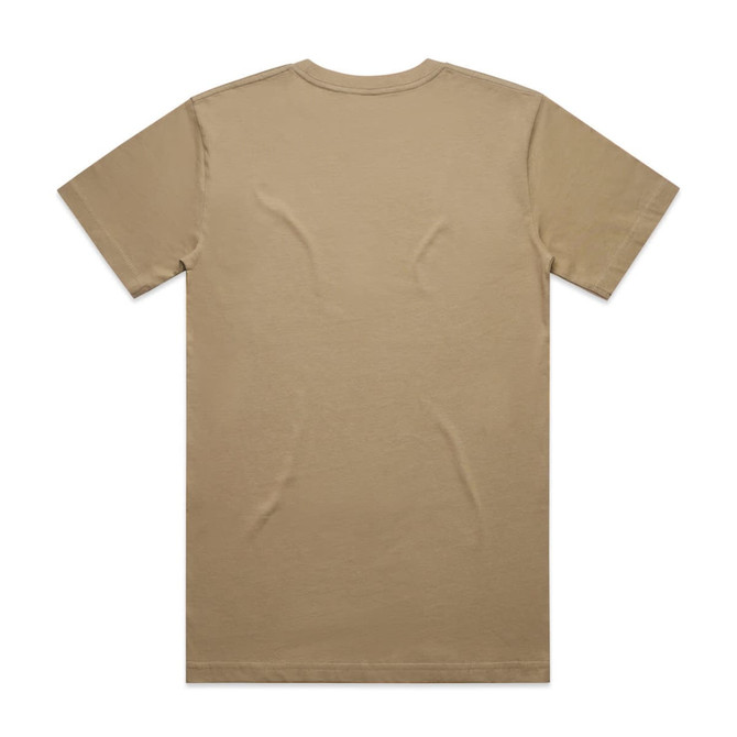 A plain beige T-shirt with a simple back design and no visible logos or embellishments.