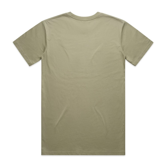 A khaki t-shirt featuring a plain back design and short sleeves. Includes a logo detail at the neck.