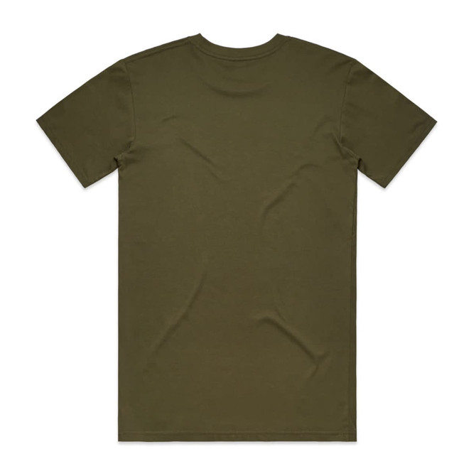 A green Basic Tee t-shirt with a classic crew neck and short sleeves, featuring a plain back design and a logo.