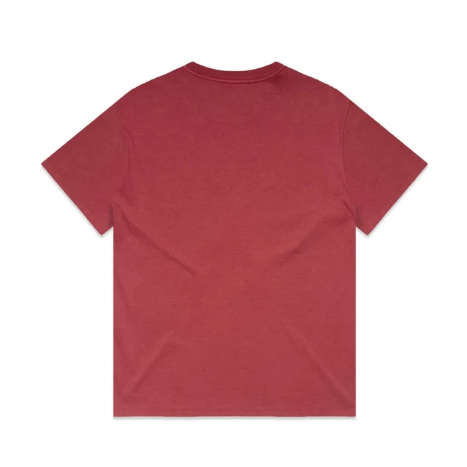 A heavy faded tee in a deep red colour, featuring a simple design without any visible logos or text.