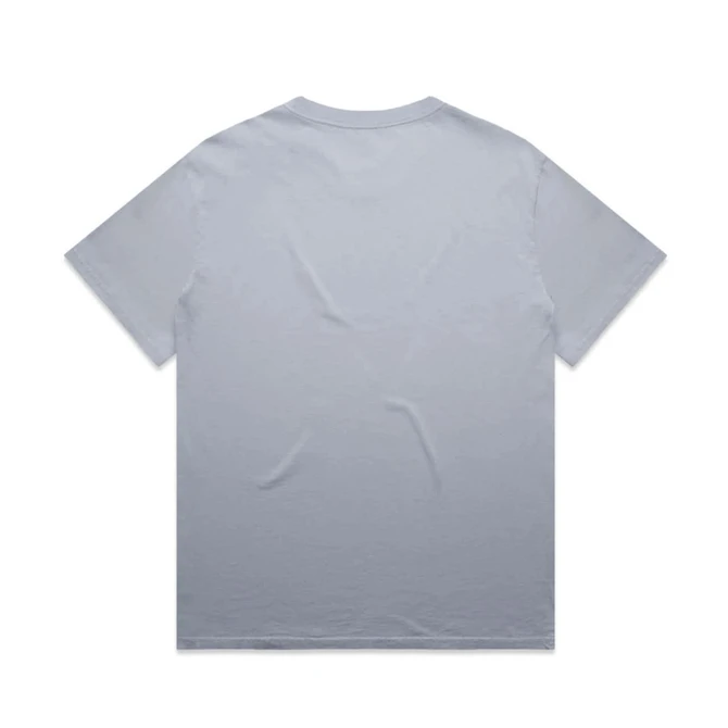 A grey faded t-shirt with a plain back, featuring a soft texture and a relaxed fit.