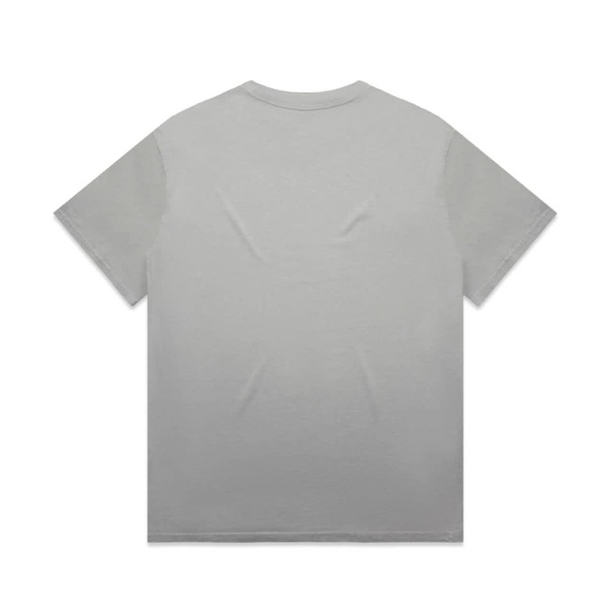 A grey heavy faded tee featuring a crew neckline and short sleeves. The back view displays a simple design with no graphics.