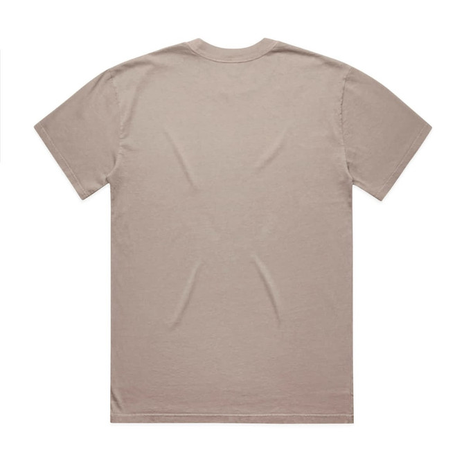A heavy faded tee in a muted beige colour. The back has a plain design with a logo.