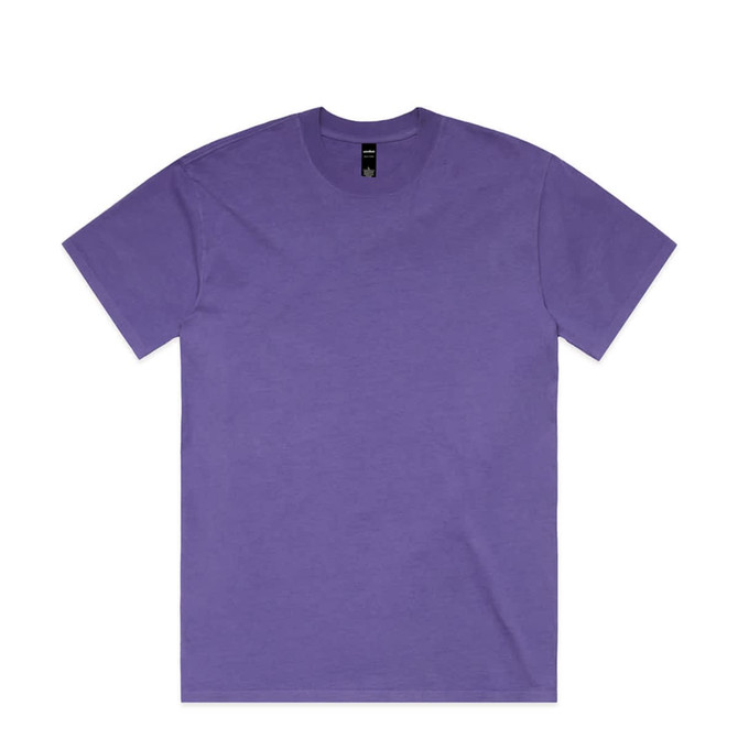 A purple heavy faded tee with a brand label on the inside neck. Suitable for casual wear.