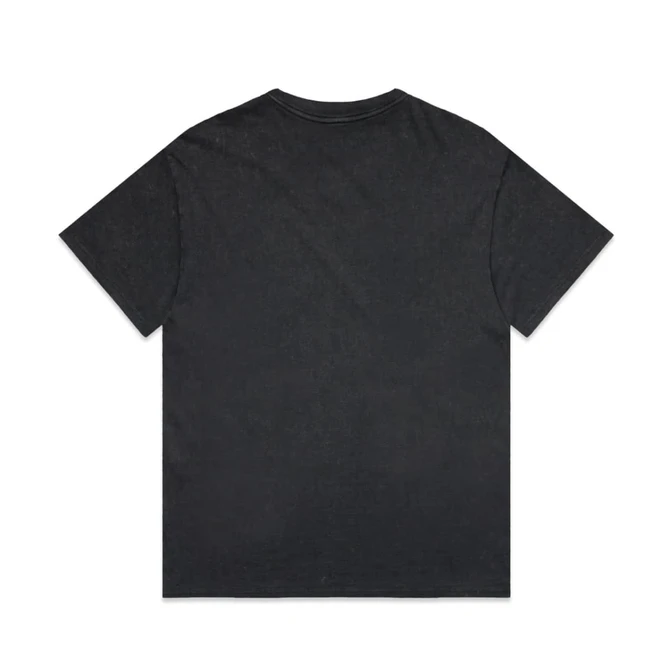 A black heavy tee featuring a relaxed fit and a visible logo on the back. Perfect for casual wear.