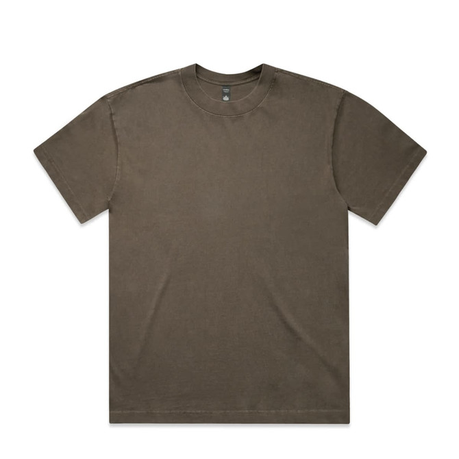 A faded olive green T-shirt with a classic crew neck and relaxed fit. Features a logo on the label.