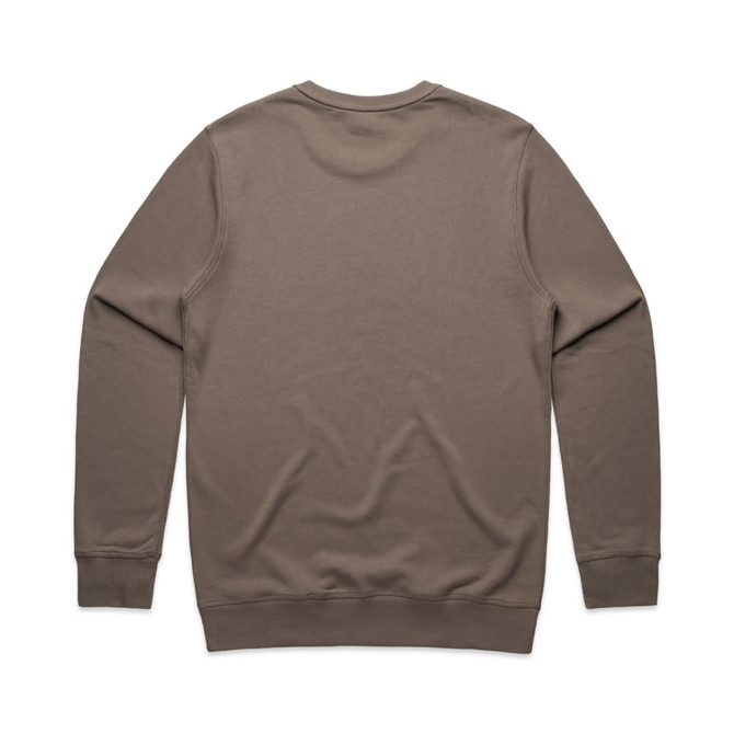 A brown sweater featuring a classic crew neckline and long sleeves. The back is plain without any designs. A brown sweater featuring a classic crew neckline and long sleeves. The back is plain without any designs.