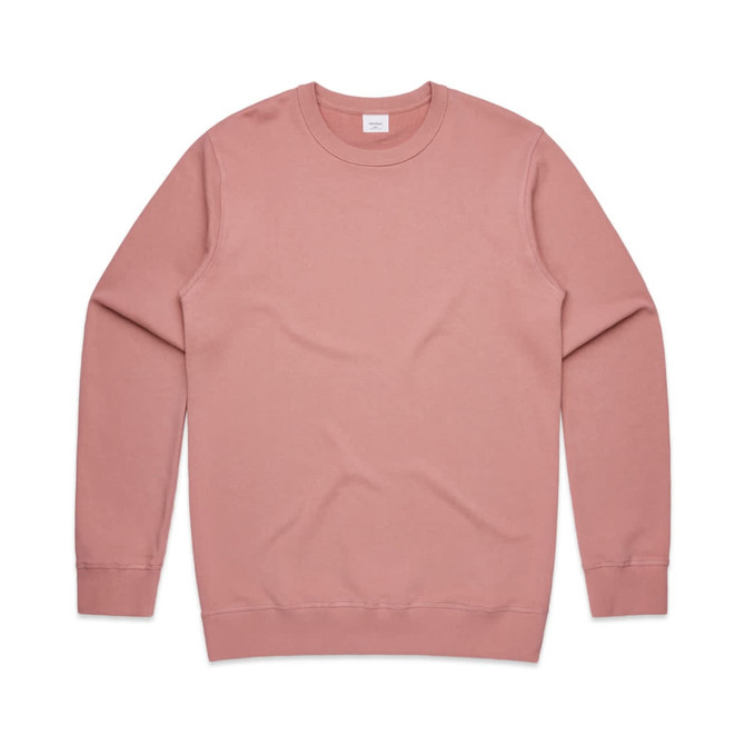 A pink crew jumper with long sleeves and a round neckline, featuring a brand logo. A pink crew jumper with long sleeves and a round neckline, featuring a brand logo.