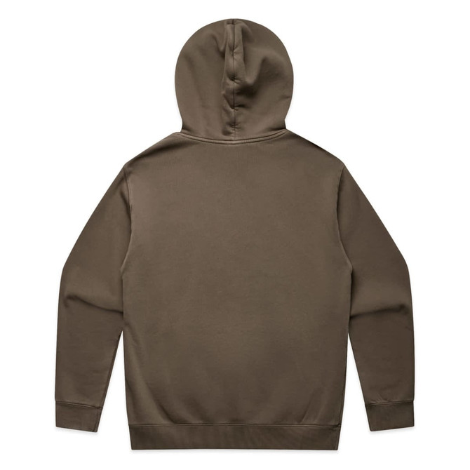 A faded brown hoodie with a kangaroo pocket and a hood, featuring a simple design without visible text or branding.
