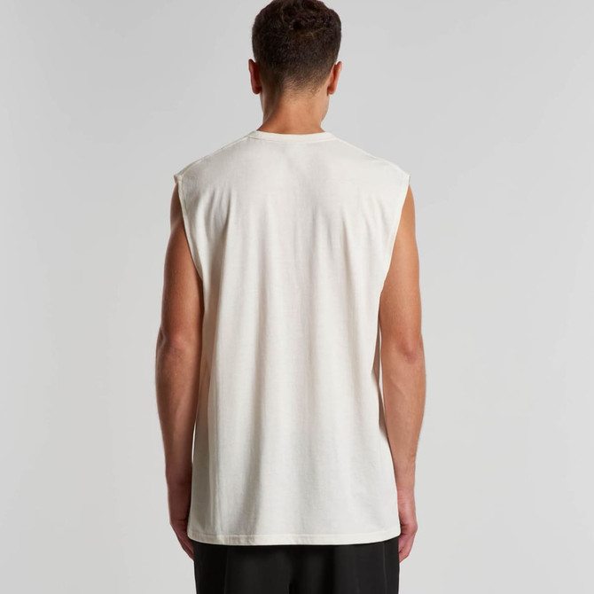 A sleeveless active tank top in a creamy white colour with a plain back and a small logo.