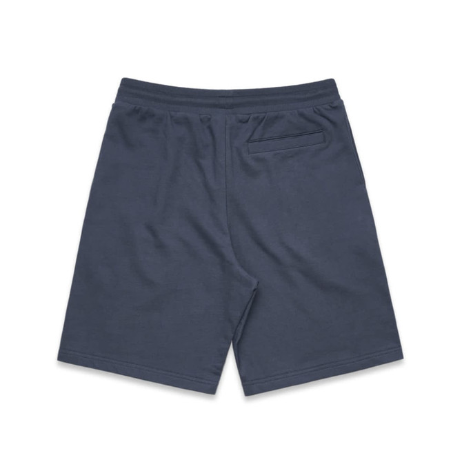 Dark grey sports shorts with an elastic waistband and a small pocket on the back. Features a logo.