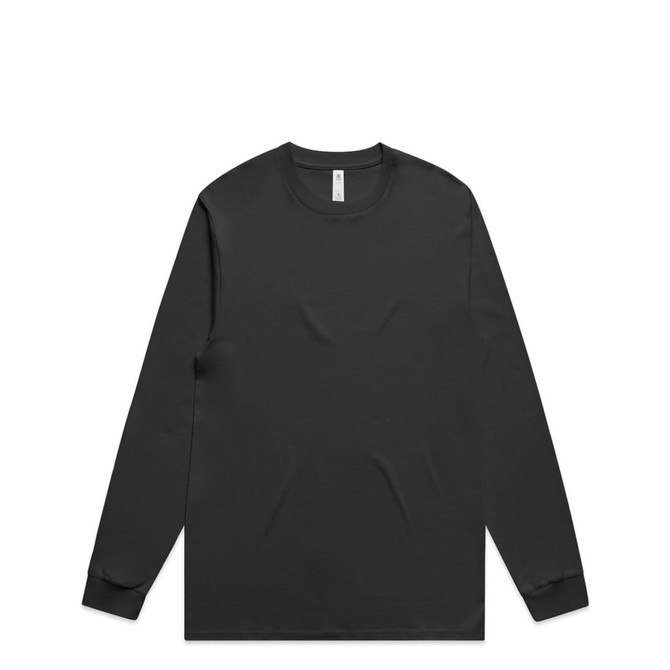 A long sleeve T-shirt in black, featuring a simple design and a logo.