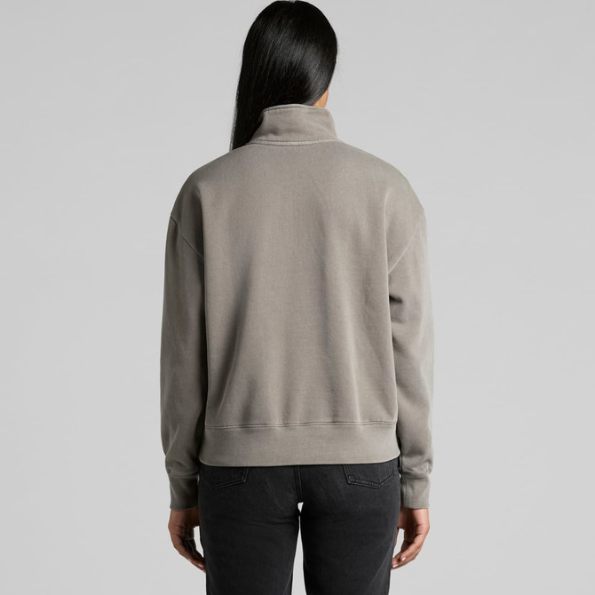 A faded half zip jacket in grey with a collar, featuring a simple design and relaxed fit on the back.
