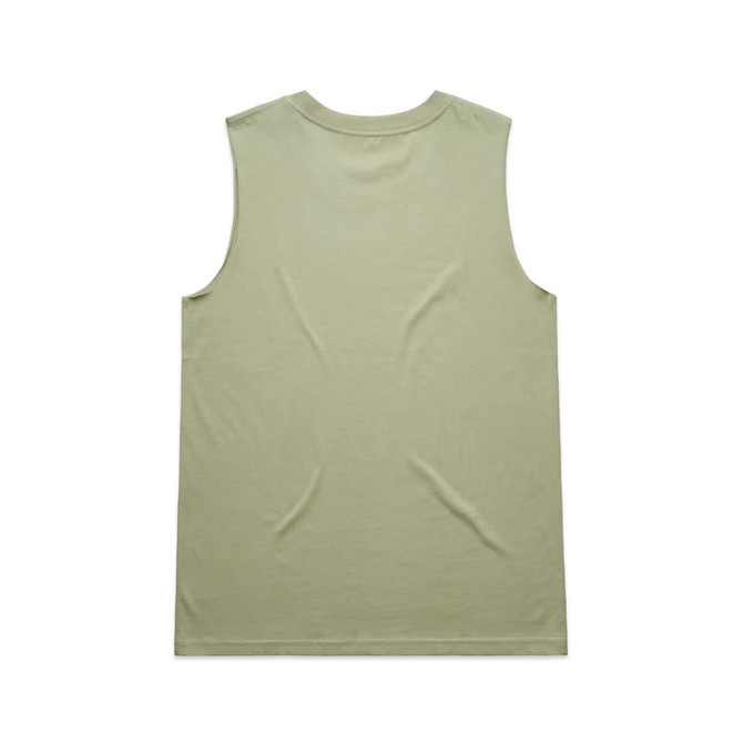 A light green sleeveless tank top with a plain back and a logo at the neckline.