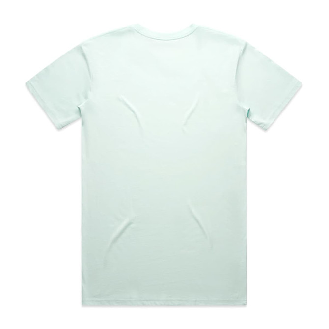 A mint green t-shirt displayed on a white background, featuring a plain back with no designs or text.
