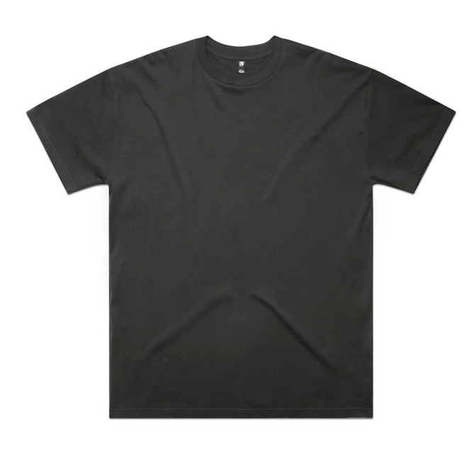 A black oversized tee with short sleeves and a simple design, featuring a logo on the label.
