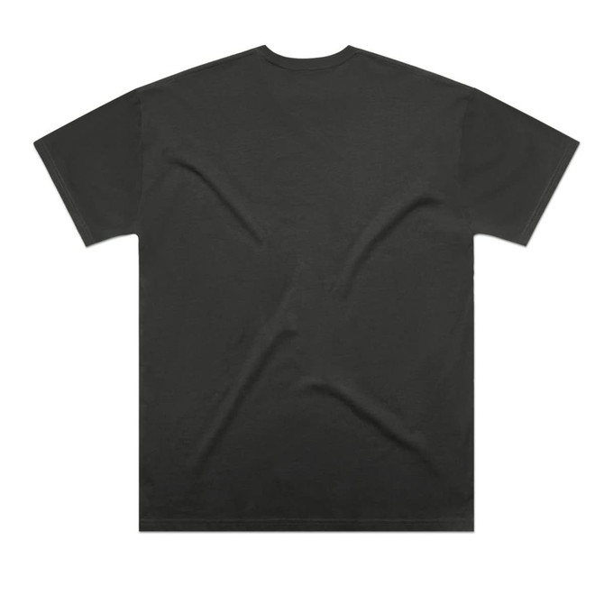 A black oversized t-shirt featuring a smooth back design and a simple, minimalist style.