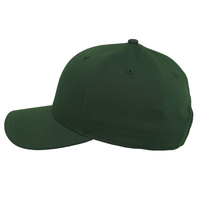 A green 5-panel cap featuring a plain design and a logo on the front. Suitable for casual wear.
