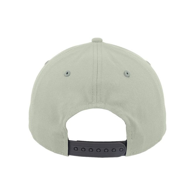A pale green Classic 5 Panel Cap featuring a snapback closure and a logo on the back.