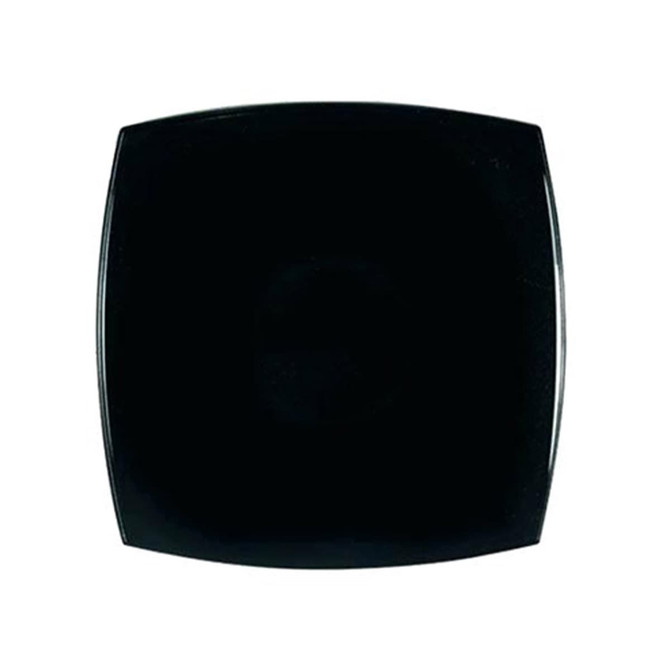 A black compact with a smooth surface, featuring a subtle curve in its design.