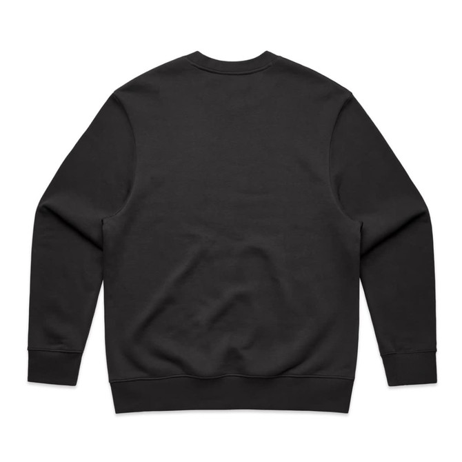 A black jumper with long sleeves and a crew neckline, featuring a smooth, plain back design.