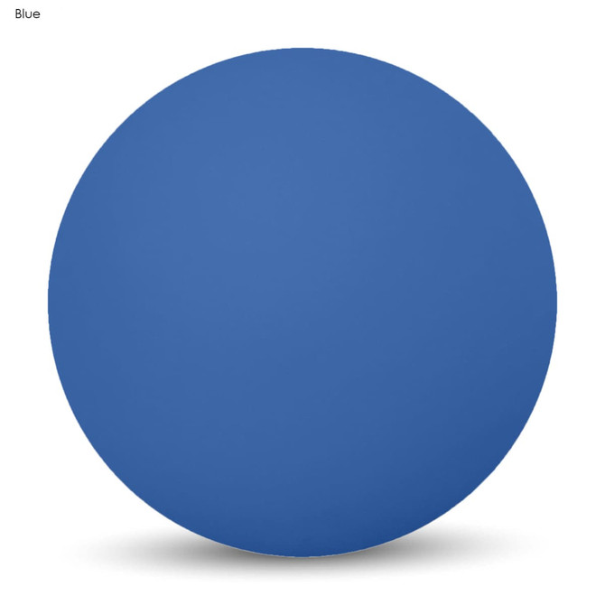 A blue high bounce ball with a smooth surface. The ball is round and has a logo.