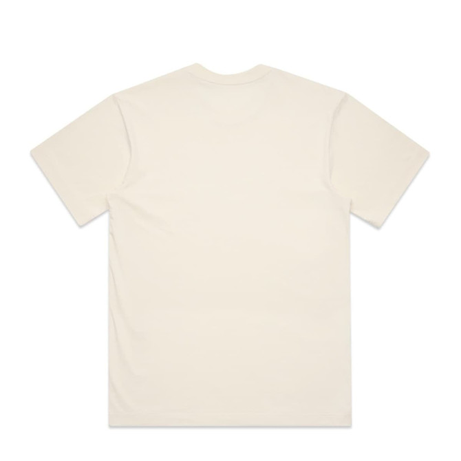 A blank, cream-coloured T-shirt with short sleeves and no visible branding or logos on the back.