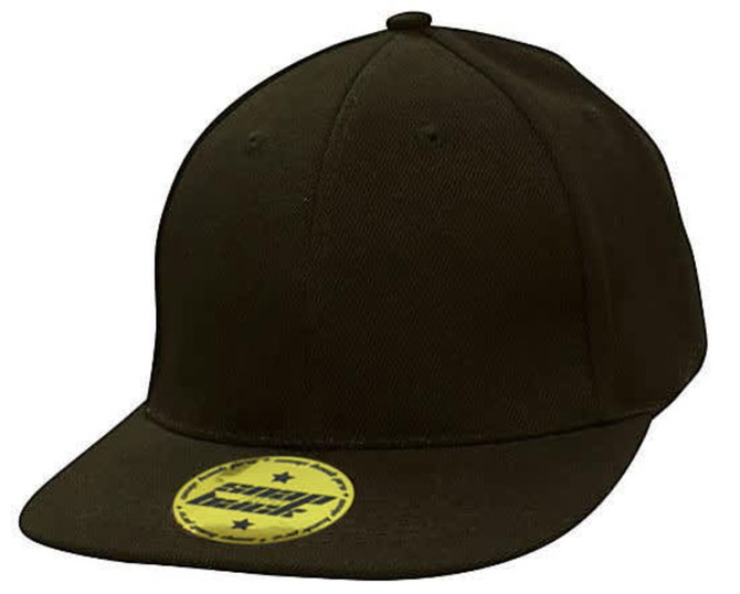 A brown Premium American Twill cap with a snapback closure and a branded tag on the front.