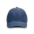 A blue recycled cap with a soft crown and a curved brim, featuring a logo on the front.