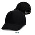 A black cap featuring a curved brim and adjustable strap. The cap has eyelets and includes a logo.