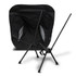 A black folding chair with a mesh back and sturdy black legs. The chair is lightweight and compact.