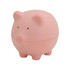 A pink stress pig in a rounded design, featuring a smooth surface and small ears, with a simple facial expression.