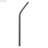 A stainless steel drinking straw in black, featuring a bent design. It includes a logo.