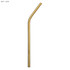 A gold stainless steel straw, bent with a sleek design, perfect for drinking beverages. Features a branding logo.