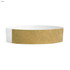 A gold Tyvek kids wristband with a textured surface and a white section. Features a branding logo.