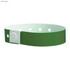 A dark green vinyl wristband featuring a secure snap closure and multiple holes for adjustment.