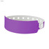 A purple plastic wristband with adjustable fastening and perforated holes, suitable for events.