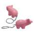 A pink pig-shaped key ring with a chain attachment, designed as a stress-relief toy.