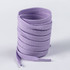 A stack of lavender shoe laces neatly coiled, featuring a textured finish. The product has a branding logo.