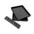 A black gift set box with an inner tray and a separate lid, featuring a textured finish.