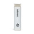 A white mini lint roller with a logo, featuring a compact design for easy storage.