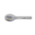A stainless steel spoon with a blue and yellow logo featuring "LEMON & LIME." The handle is sleek and curved.
