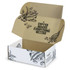 A die-cut box with a locking lid, featuring a design in brown and white, includes coffee-themed illustrations and a logo.